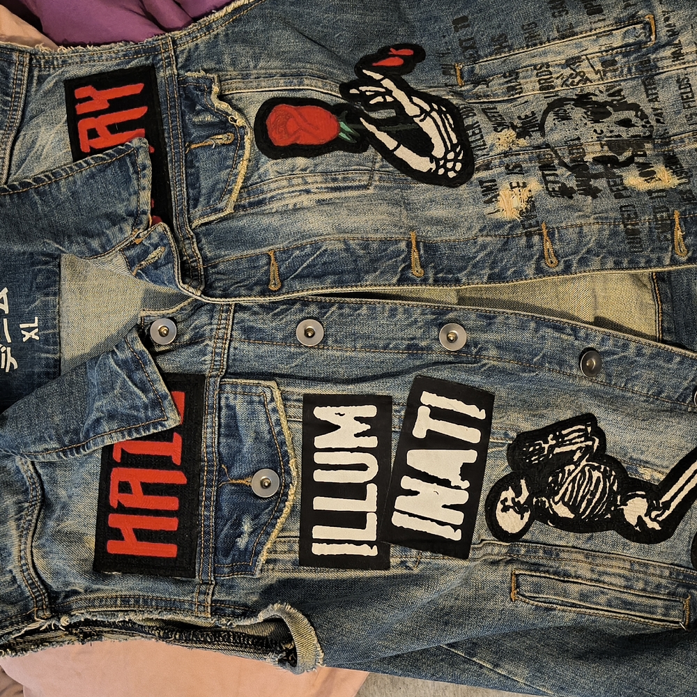 Denim Vest with Graphic Patches
